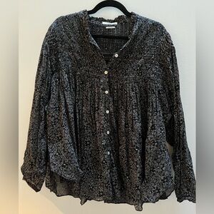 Isabel Marant Etoile black floral print blouse